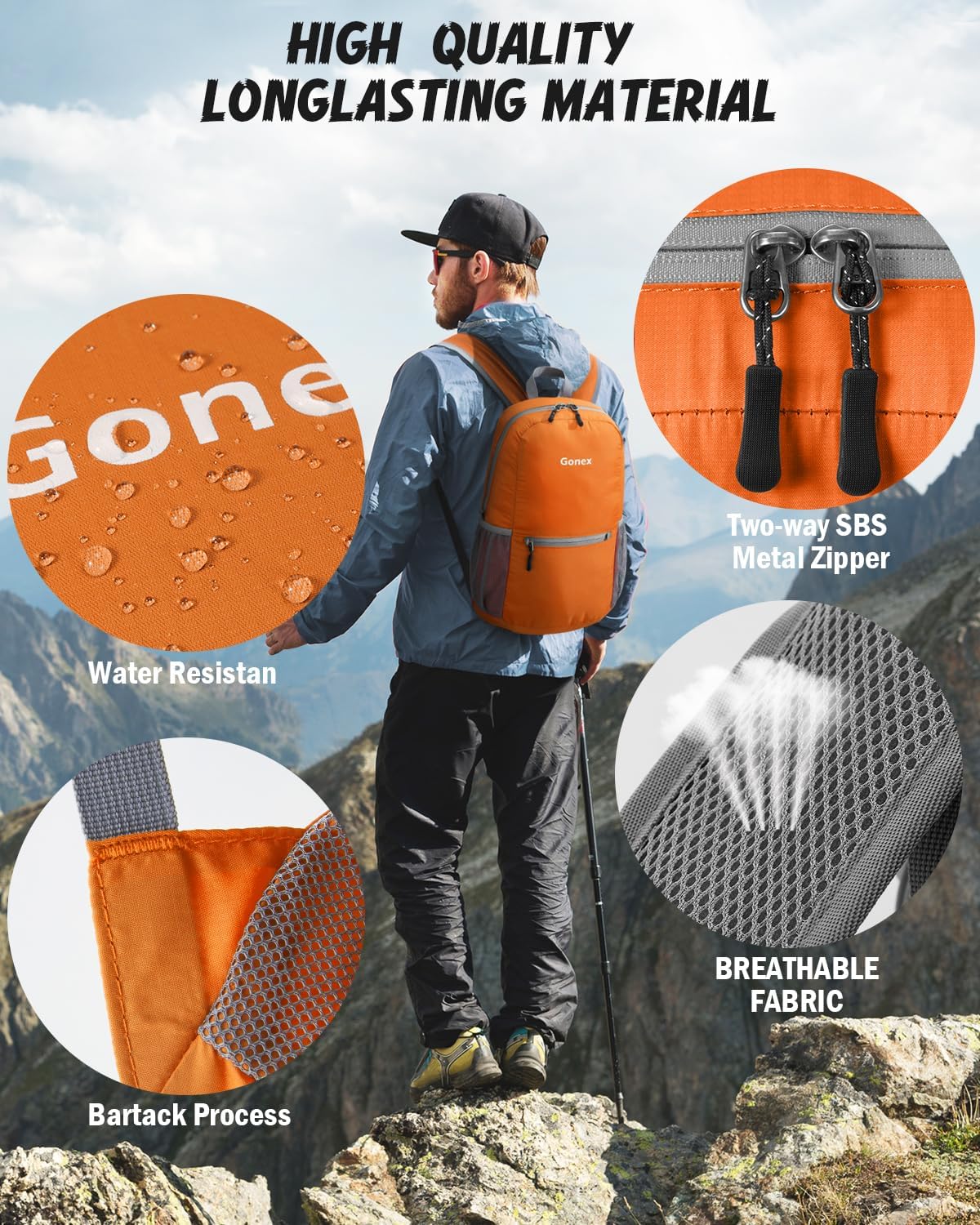 Ultra Lightweight Packable Backpack Daypack Handy Foldable Camping Outdoor Travel Cycling Backpacking | Water Resistant Nylon, Folds Into Pocket, 3 Zippered Compartments, Hiking & Travel Use