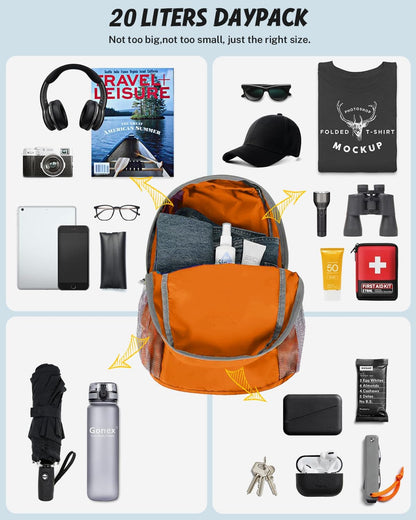 Ultra Lightweight Packable Backpack Daypack Handy Foldable Camping Outdoor Travel Cycling Backpacking | Water Resistant Nylon, Folds Into Pocket, 3 Zippered Compartments, Hiking & Travel Use