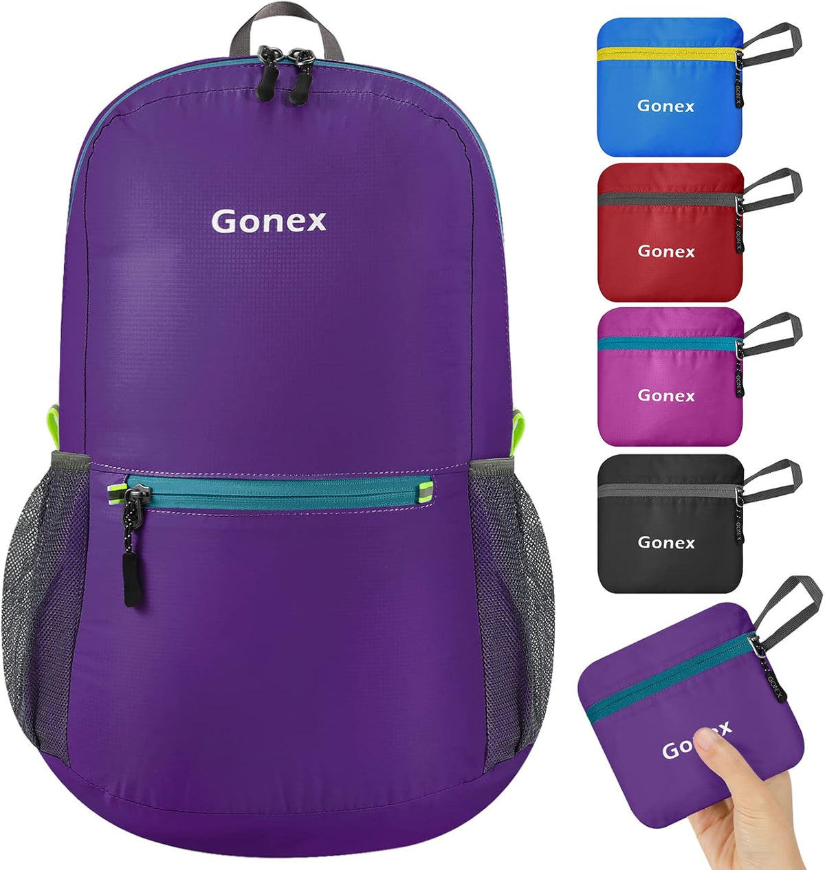 Ultra Lightweight Packable Backpack Daypack Handy Foldable Camping Outdoor Travel Cycling Backpacking | Water Resistant Nylon, Folds Into Pocket, 3 Zippered Compartments, Hiking & Travel Use