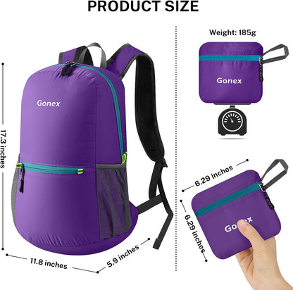 Ultra Lightweight Packable Backpack Daypack Handy Foldable Camping Outdoor Travel Cycling Backpacking | Water Resistant Nylon, Folds Into Pocket, 3 Zippered Compartments, Hiking & Travel Use