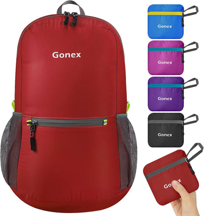 Ultra Lightweight Packable Backpack Daypack Handy Foldable Camping Outdoor Travel Cycling Backpacking | Water Resistant Nylon, Folds Into Pocket, 3 Zippered Compartments, Hiking & Travel Use