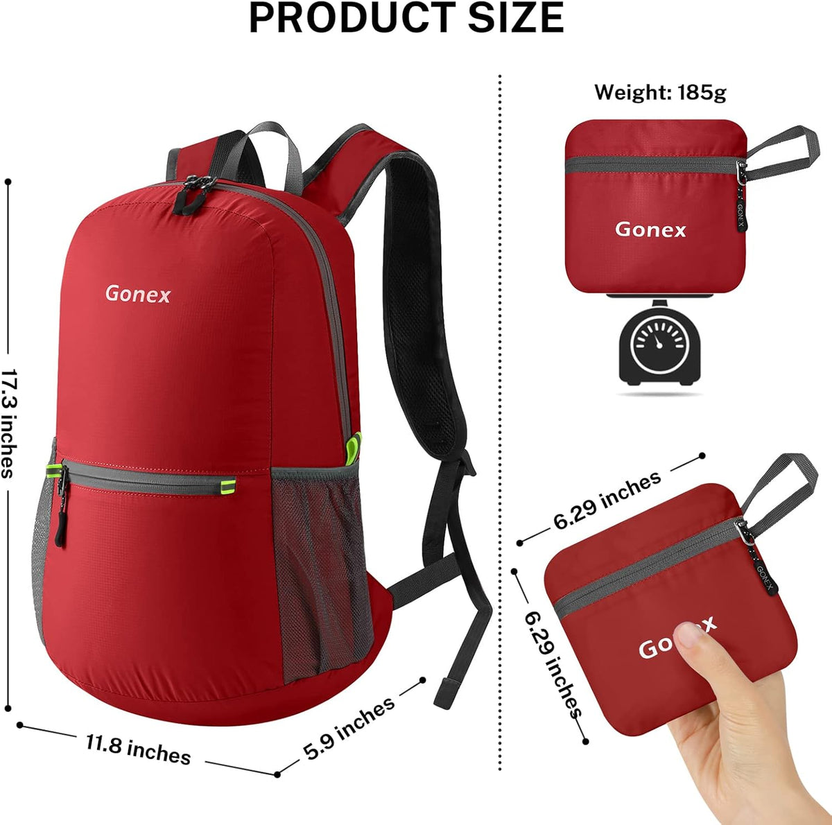 Ultra Lightweight Packable Backpack Daypack Handy Foldable Camping Outdoor Travel Cycling Backpacking | Water Resistant Nylon, Folds Into Pocket, 3 Zippered Compartments, Hiking & Travel Use