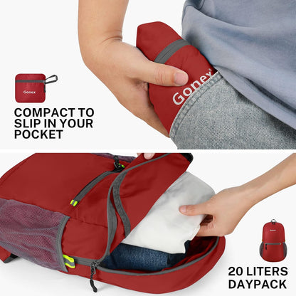 Ultra Lightweight Packable Backpack Daypack Handy Foldable Camping Outdoor Travel Cycling Backpacking | Water Resistant Nylon, Folds Into Pocket, 3 Zippered Compartments, Hiking & Travel Use