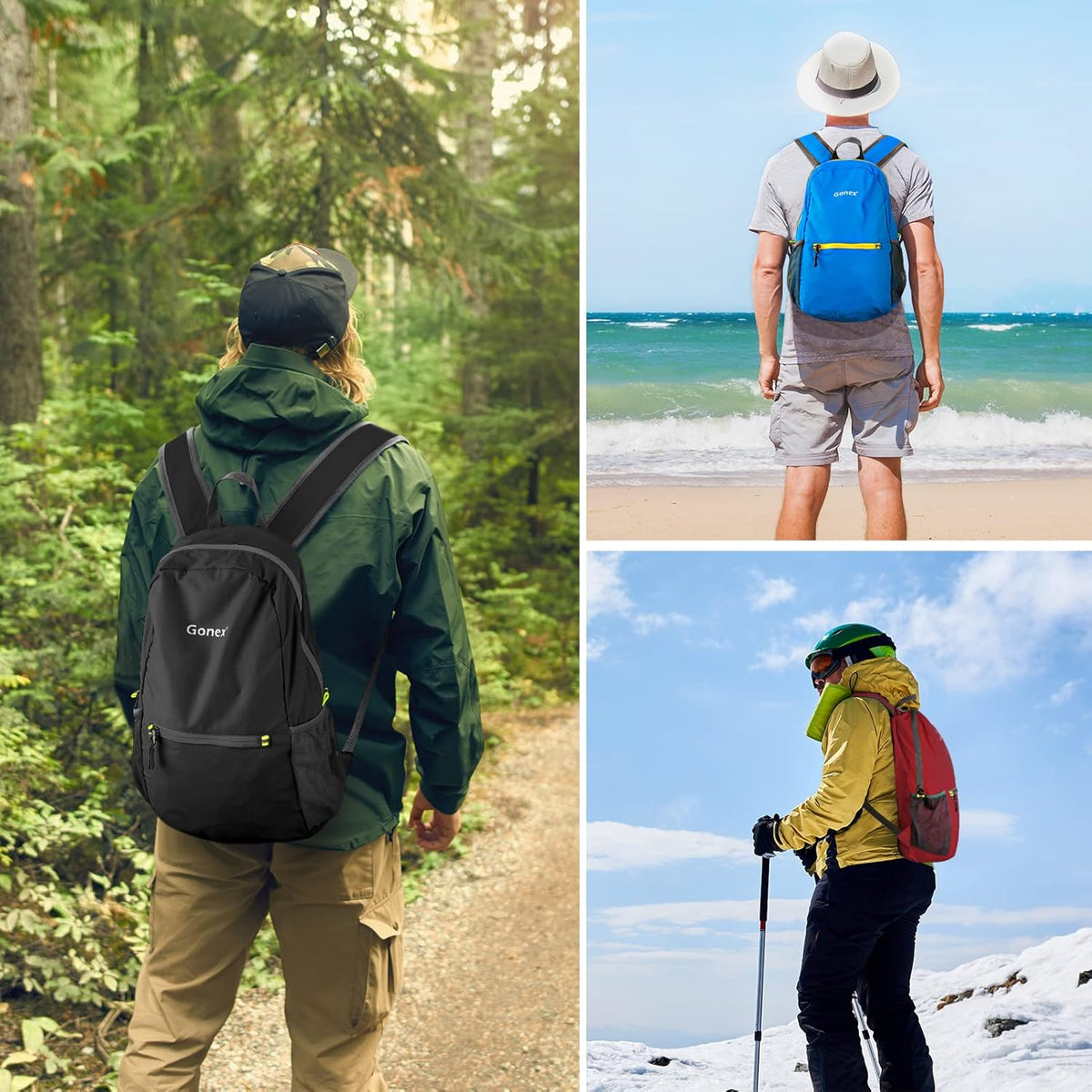 Ultra Lightweight Packable Backpack Daypack Handy Foldable Camping Outdoor Travel Cycling Backpacking | Water Resistant Nylon, Folds Into Pocket, 3 Zippered Compartments, Hiking & Travel Use