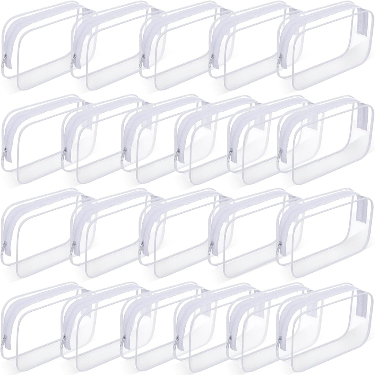 22 Packs Clear Cosmetic Bags Bulk, TSA Approved Travel Toiletry Bags PVC Waterproof Makeup Pouches with Zipper for Organizing Lipsticks, Jewelry, and Carry-On Essentials