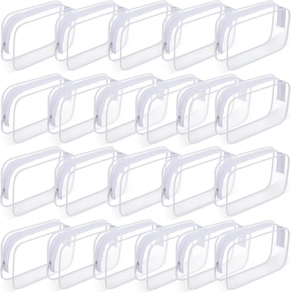 22 Packs Clear Cosmetic Bags Bulk, TSA Approved Travel Toiletry Bags PVC Waterproof Makeup Pouches with Zipper for Organizing Lipsticks, Jewelry, and Carry-On Essentials