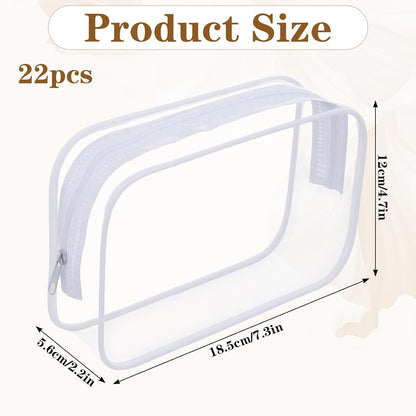 22 Packs Clear Cosmetic Bags Bulk, TSA Approved Travel Toiletry Bags PVC Waterproof Makeup Pouches with Zipper for Organizing Lipsticks, Jewelry, and Carry-On Essentials