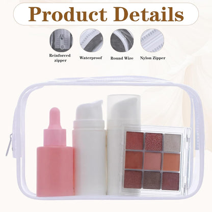 22 Packs Clear Cosmetic Bags Bulk, TSA Approved Travel Toiletry Bags PVC Waterproof Makeup Pouches with Zipper for Organizing Lipsticks, Jewelry, and Carry-On Essentials