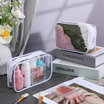 22 Packs Clear Cosmetic Bags Bulk, TSA Approved Travel Toiletry Bags PVC Waterproof Makeup Pouches with Zipper for Organizing Lipsticks, Jewelry, and Carry-On Essentials