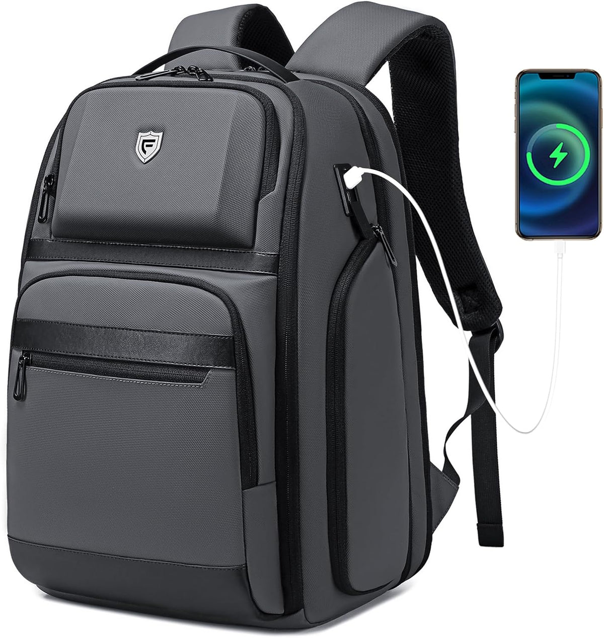 Business Travel Backpack for Professionals 17 Inch Laptop, Grey | Water Resistant, Expandable, 45L Travel Backpack with USB Port, Men's Backpack for Work/College/Commuter/Business