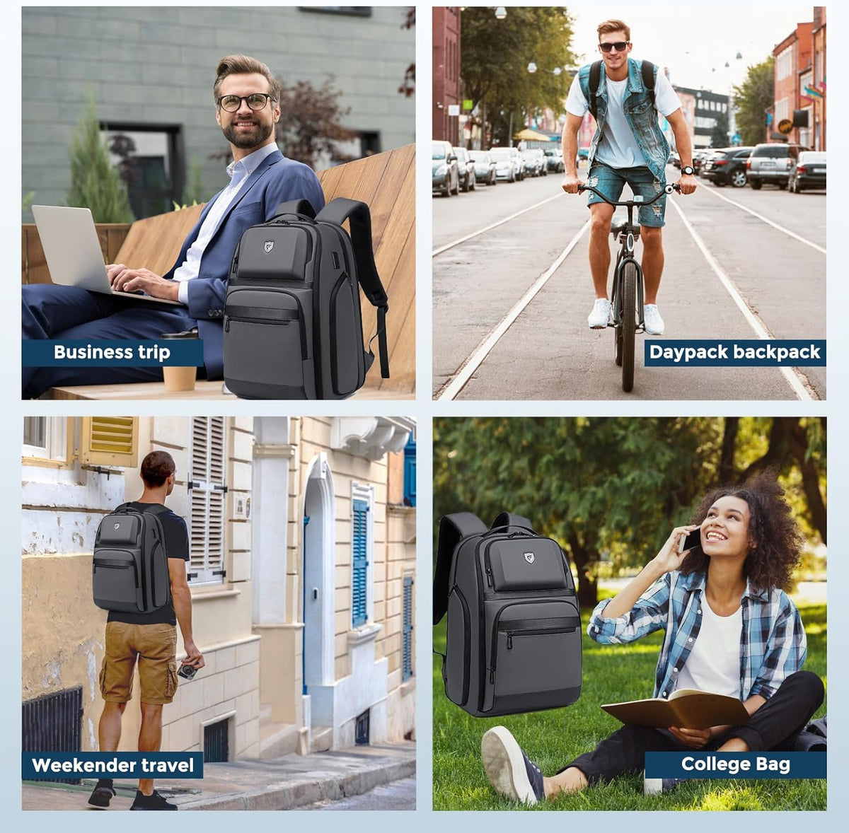 Business Travel Backpack for Professionals 17 Inch Laptop, Grey | Water Resistant, Expandable, 45L Travel Backpack with USB Port, Men's Backpack for Work/College/Commuter/Business