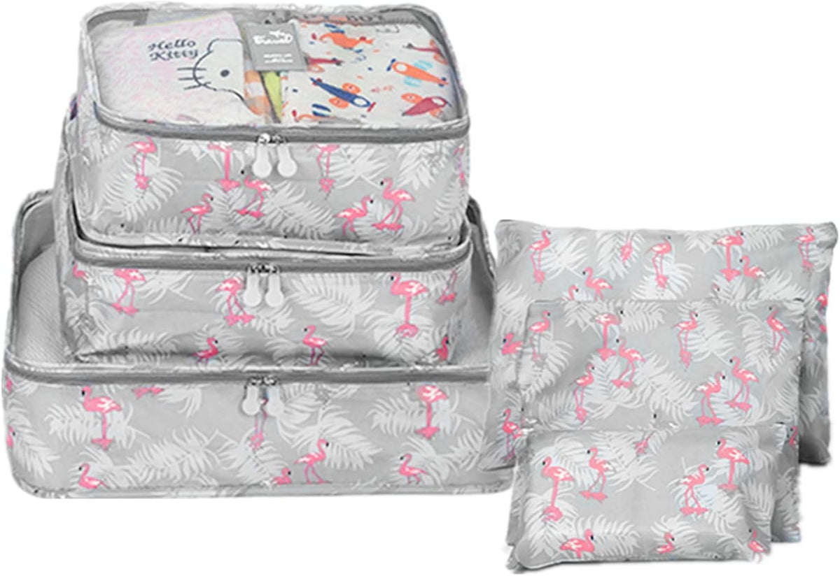 6 PCS Travel Luggage Organizer Bags, Packing Cubes Compression, Storage Bags Organizers, Laundry Pouches for Backpack Suitcases Clothes Underwear (Light Blue)