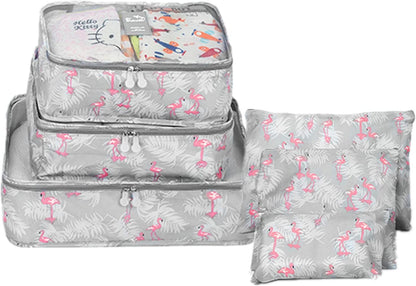 6 PCS Travel Luggage Organizer Bags, Packing Cubes Compression, Storage Bags Organizers, Laundry Pouches for Backpack Suitcases Clothes Underwear (Light Blue)