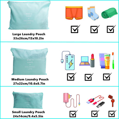 6 PCS Travel Luggage Organizer Bags, Packing Cubes Compression, Storage Bags Organizers, Laundry Pouches for Backpack Suitcases Clothes Underwear (Light Blue)