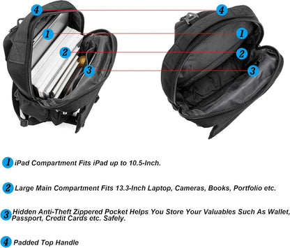 Sling Bag Backpack, 13.3'' 14.1'' Laptop Bag Crossbody Shoulder Chest Backpacks Travel Outdoors for Men Women