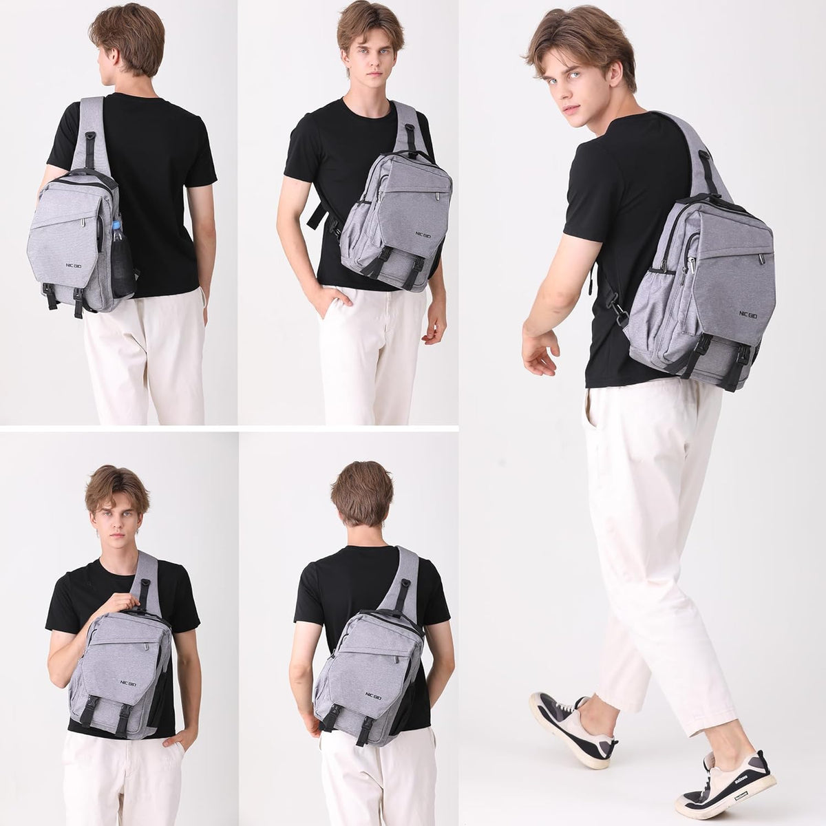 Sling Bag Backpack, 13.3'' 14.1'' Laptop Bag Crossbody Shoulder Chest Backpacks Travel Outdoors for Men Women