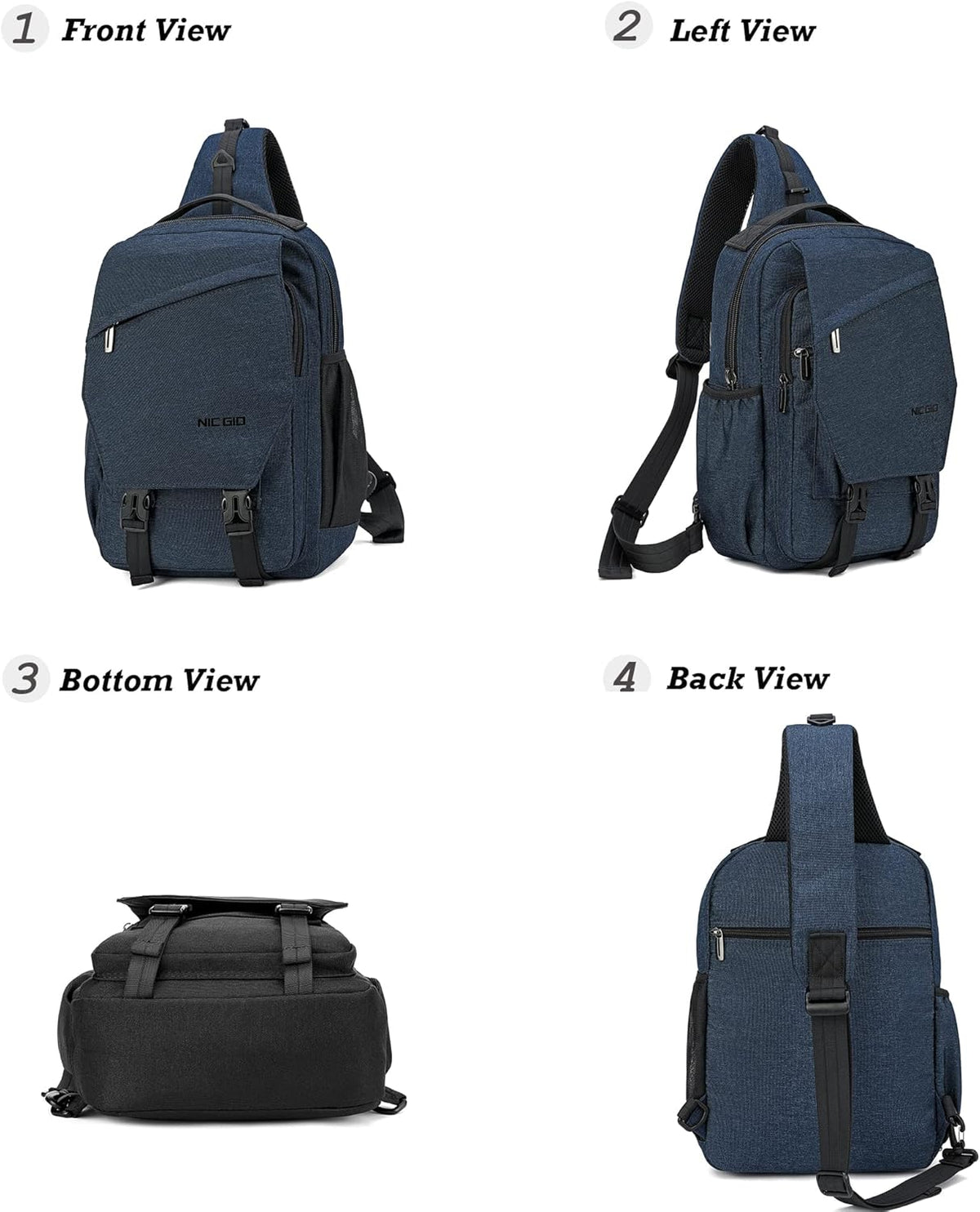 Sling Bag Backpack, 13.3'' 14.1'' Laptop Bag Crossbody Shoulder Chest Backpacks Travel Outdoors for Men Women