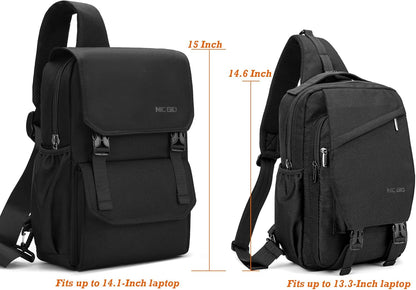 Sling Bag Backpack, 13.3'' 14.1'' Laptop Bag Crossbody Shoulder Chest Backpacks Travel Outdoors for Men Women