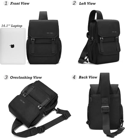 Sling Bag Backpack, 13.3'' 14.1'' Laptop Bag Crossbody Shoulder Chest Backpacks Travel Outdoors for Men Women