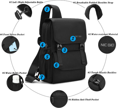 Sling Bag Backpack, 13.3'' 14.1'' Laptop Bag Crossbody Shoulder Chest Backpacks Travel Outdoors for Men Women