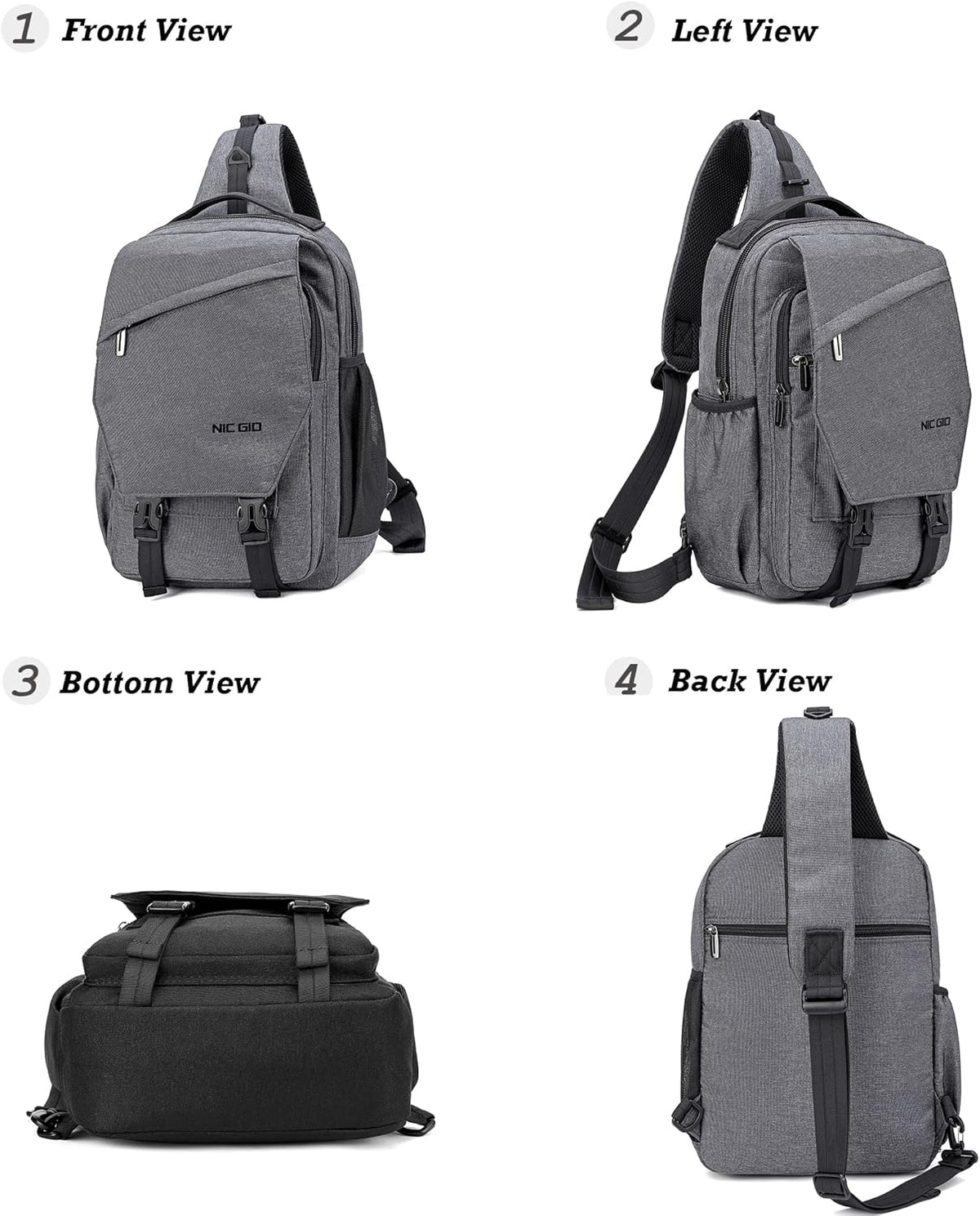 Sling Bag Backpack, 13.3'' 14.1'' Laptop Bag Crossbody Shoulder Chest Backpacks Travel Outdoors for Men Women