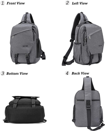 Sling Bag Backpack, 13.3'' 14.1'' Laptop Bag Crossbody Shoulder Chest Backpacks Travel Outdoors for Men Women