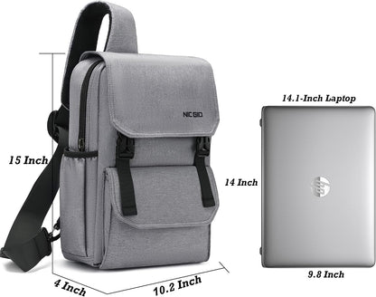 Sling Bag Backpack, 13.3'' 14.1'' Laptop Bag Crossbody Shoulder Chest Backpacks Travel Outdoors for Men Women