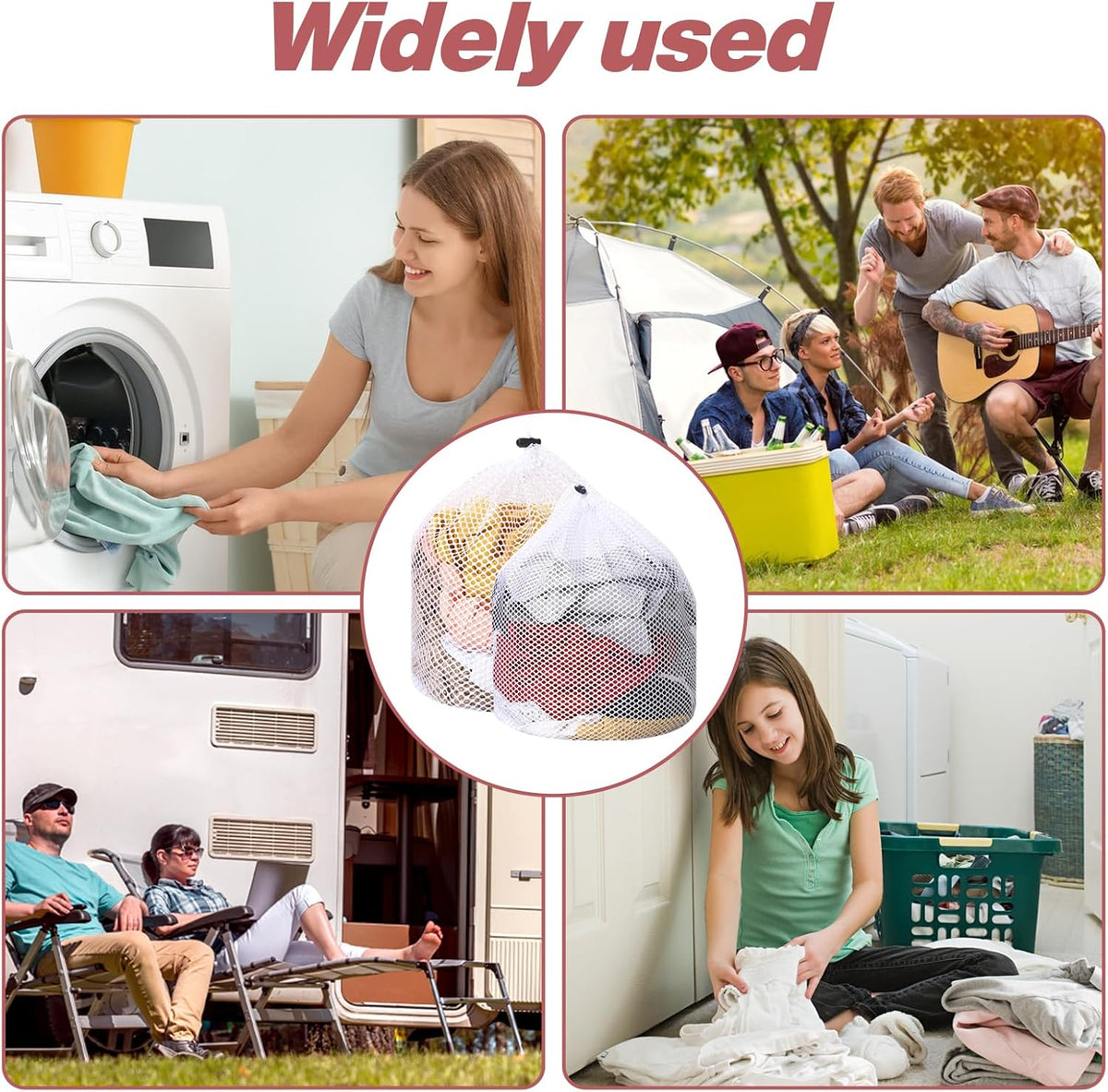 2pcs Mesh Laundry Bags for Socks, Machine Washable Drawstring Design Travel Mesh Laundry Wash Bags White Drawstring Garment Bags for Laundry Storage for Home Dorm Hotel Travel Use,12x16inch, 16x20inch
