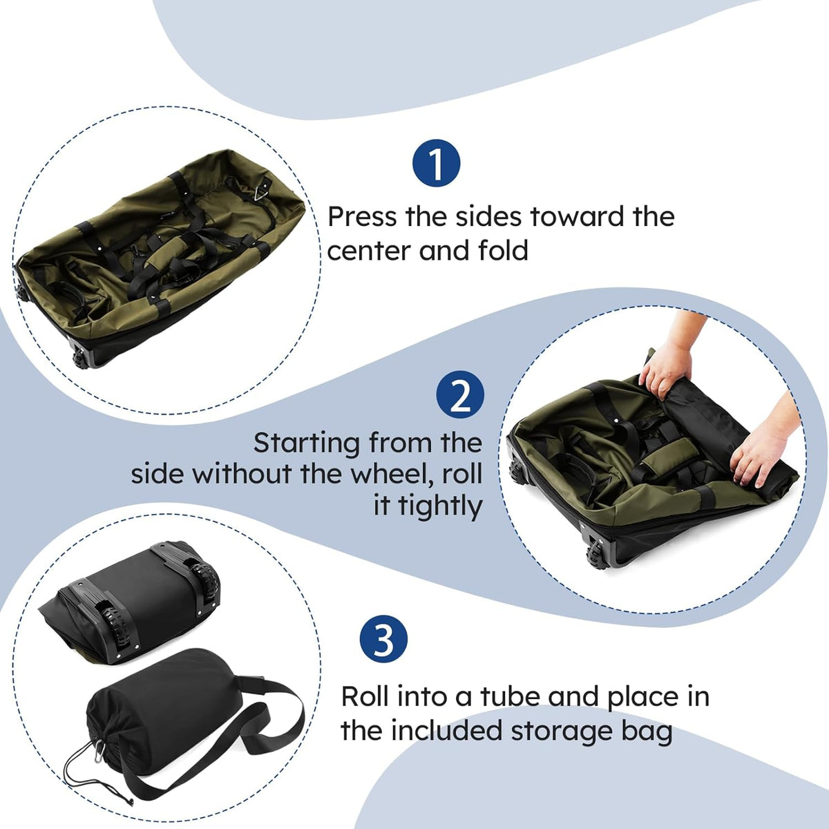 110L Expandable to 140L 32” Foldable Oxford Soft-Sided Rolling Duffle Bag with 2 Heavy-Duty Wheels,2 Large Compartments,Adjustable Shoulder Strap and Attached Organizer Pouch,Navy Blue