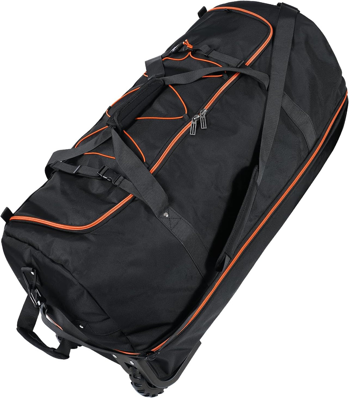 110L Expandable to 140L 32” Foldable Oxford Soft-Sided Rolling Duffle Bag with 2 Heavy-Duty Wheels,2 Large Compartments,Adjustable Shoulder Strap and Attached Organizer Pouch,Navy Blue