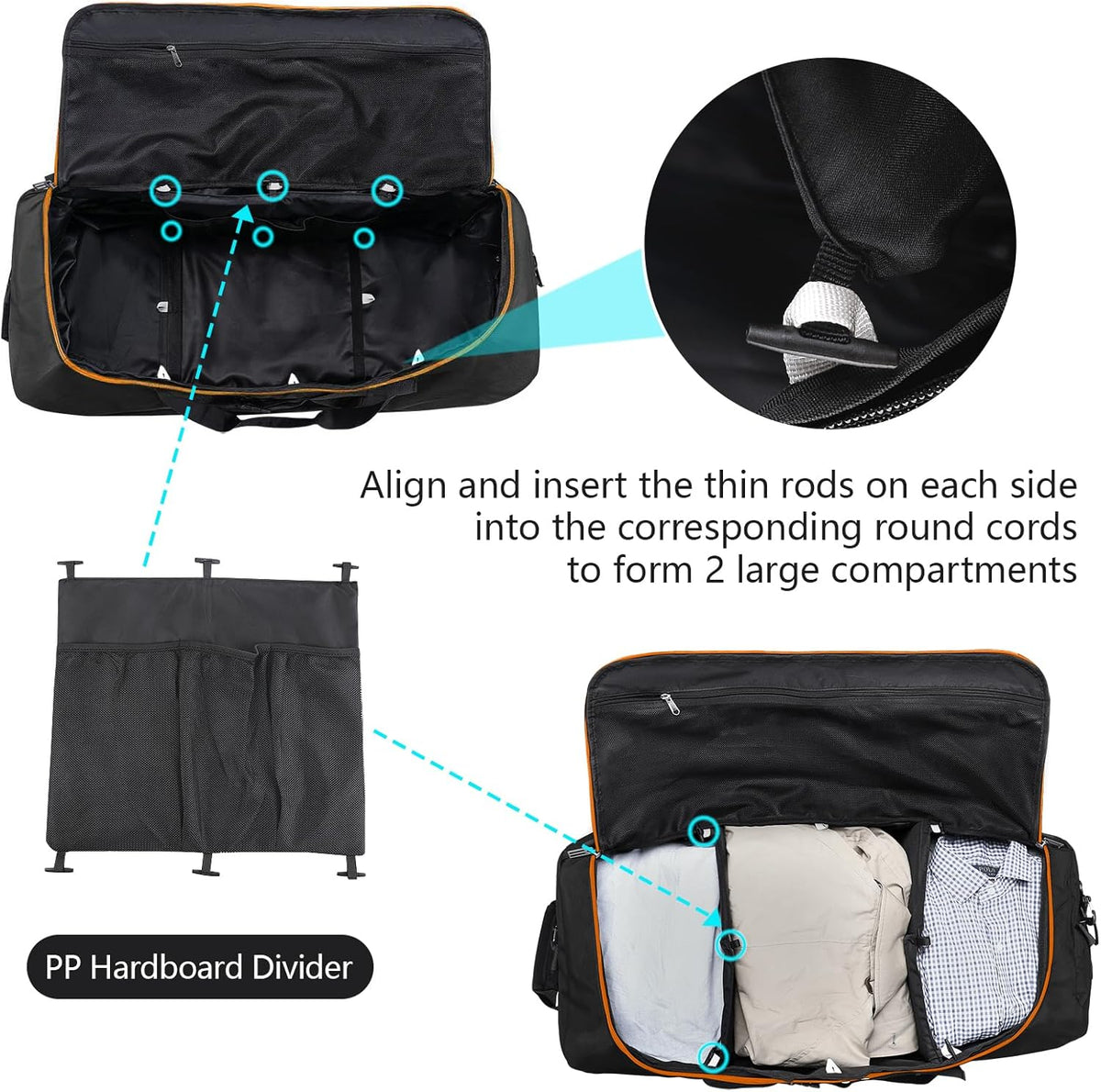 110L Expandable to 140L 32” Foldable Oxford Soft-Sided Rolling Duffle Bag with 2 Heavy-Duty Wheels,2 Large Compartments,Adjustable Shoulder Strap and Attached Organizer Pouch,Navy Blue