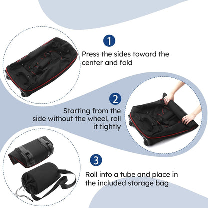 110L Expandable to 140L 32” Foldable Oxford Soft-Sided Rolling Duffle Bag with 2 Heavy-Duty Wheels,2 Large Compartments,Adjustable Shoulder Strap and Attached Organizer Pouch,Navy Blue