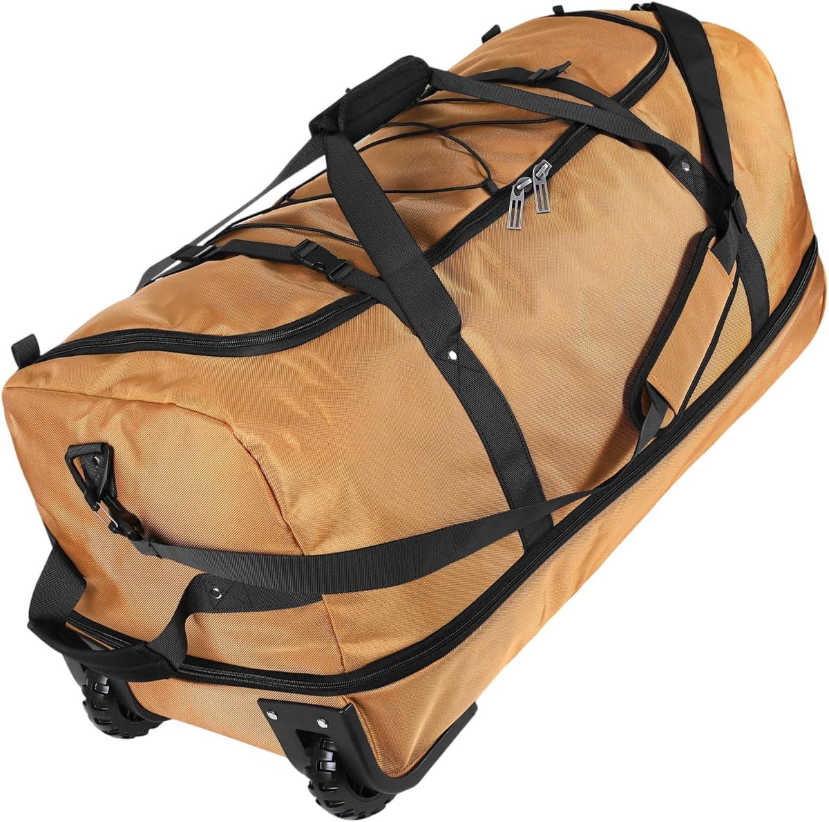 110L Expandable to 140L 32” Foldable Oxford Soft-Sided Rolling Duffle Bag with 2 Heavy-Duty Wheels,2 Large Compartments,Adjustable Shoulder Strap and Attached Organizer Pouch,Navy Blue