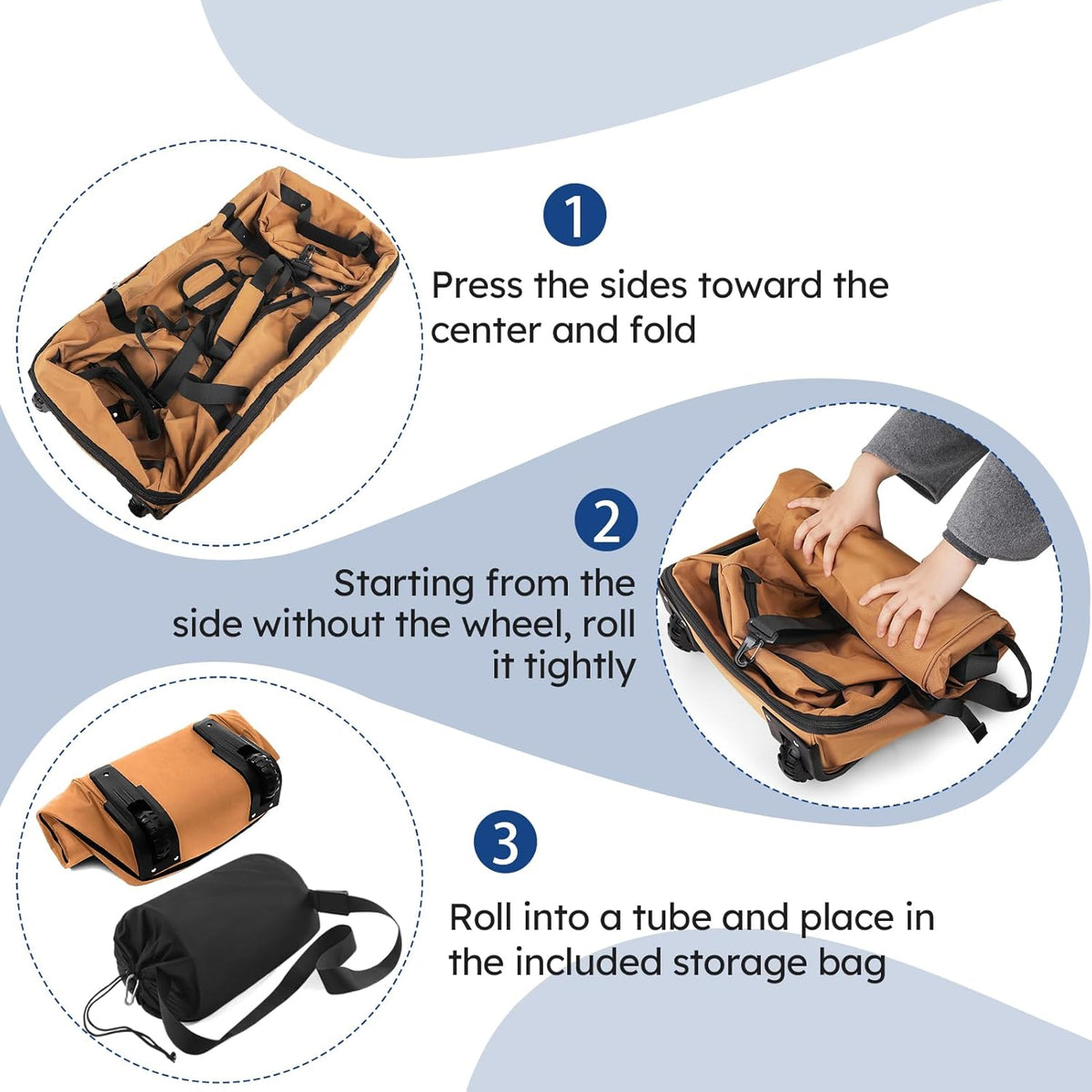 110L Expandable to 140L 32” Foldable Oxford Soft-Sided Rolling Duffle Bag with 2 Heavy-Duty Wheels,2 Large Compartments,Adjustable Shoulder Strap and Attached Organizer Pouch,Navy Blue
