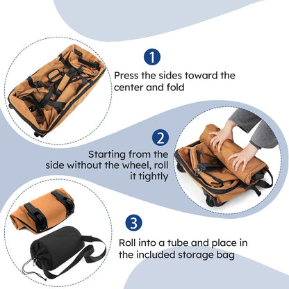 110L Expandable to 140L 32” Foldable Oxford Soft-Sided Rolling Duffle Bag with 2 Heavy-Duty Wheels,2 Large Compartments,Adjustable Shoulder Strap and Attached Organizer Pouch,Navy Blue