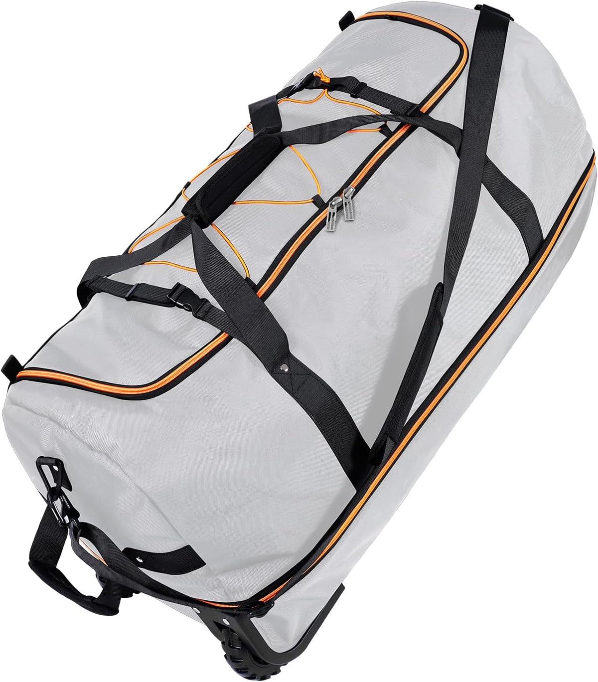 110L Expandable to 140L 32” Foldable Oxford Soft-Sided Rolling Duffle Bag with 2 Heavy-Duty Wheels,2 Large Compartments,Adjustable Shoulder Strap and Attached Organizer Pouch,Navy Blue