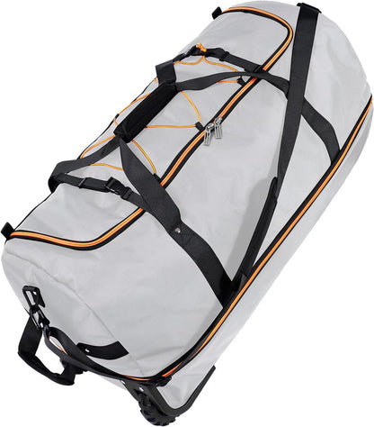 110L Expandable to 140L 32” Foldable Oxford Soft-Sided Rolling Duffle Bag with 2 Heavy-Duty Wheels,2 Large Compartments,Adjustable Shoulder Strap and Attached Organizer Pouch,Navy Blue
