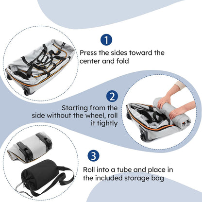 110L Expandable to 140L 32” Foldable Oxford Soft-Sided Rolling Duffle Bag with 2 Heavy-Duty Wheels,2 Large Compartments,Adjustable Shoulder Strap and Attached Organizer Pouch,Navy Blue