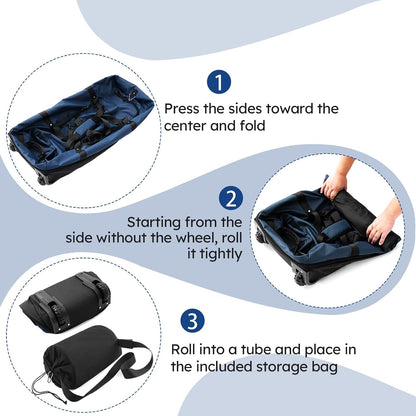 110L Expandable to 140L 32” Foldable Oxford Soft-Sided Rolling Duffle Bag with 2 Heavy-Duty Wheels,2 Large Compartments,Adjustable Shoulder Strap and Attached Organizer Pouch,Navy Blue