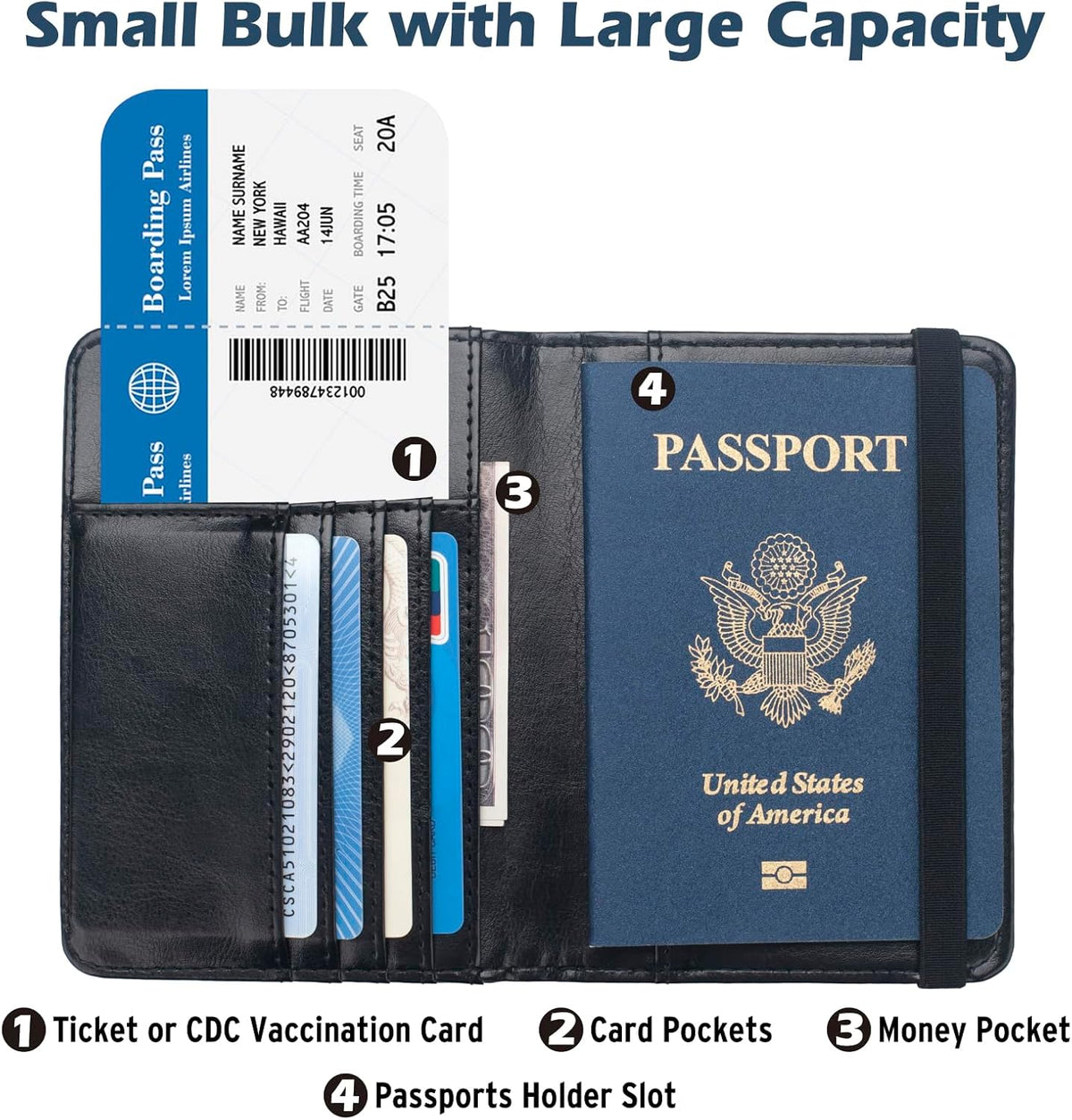 Passport Holder for Travel Men, RFID Blocking Passport Wallet Cover Case, Waterproof Leather Travel Wallet for Men Women, Document Protector for Traveling Accessories-Lake Blue