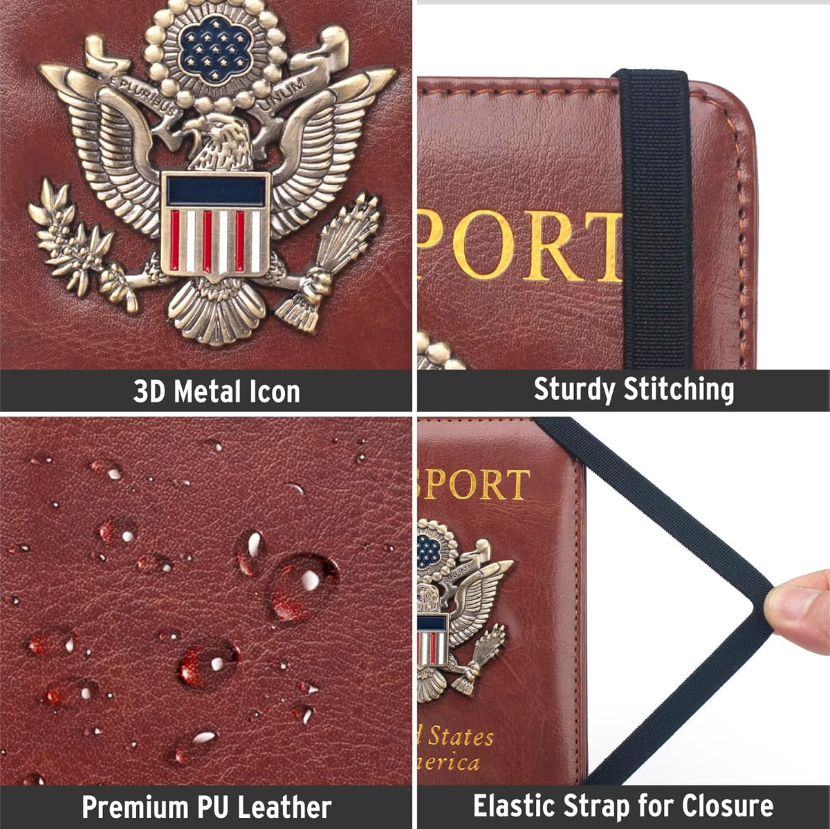 Passport Holder for Travel Men, RFID Blocking Passport Wallet Cover Case, Waterproof Leather Travel Wallet for Men Women, Document Protector for Traveling Accessories-Lake Blue