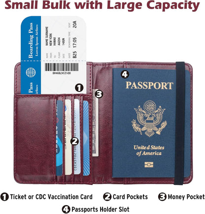 Passport Holder for Travel Men, RFID Blocking Passport Wallet Cover Case, Waterproof Leather Travel Wallet for Men Women, Document Protector for Traveling Accessories-Lake Blue