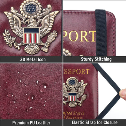 Passport Holder for Travel Men, RFID Blocking Passport Wallet Cover Case, Waterproof Leather Travel Wallet for Men Women, Document Protector for Traveling Accessories-Lake Blue