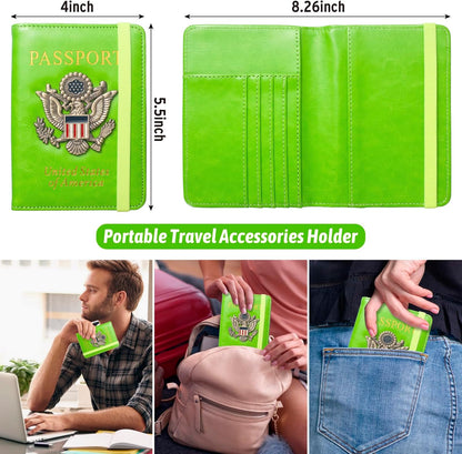 Passport Holder for Travel Men, RFID Blocking Passport Wallet Cover Case, Waterproof Leather Travel Wallet for Men Women, Document Protector for Traveling Accessories-Lake Blue