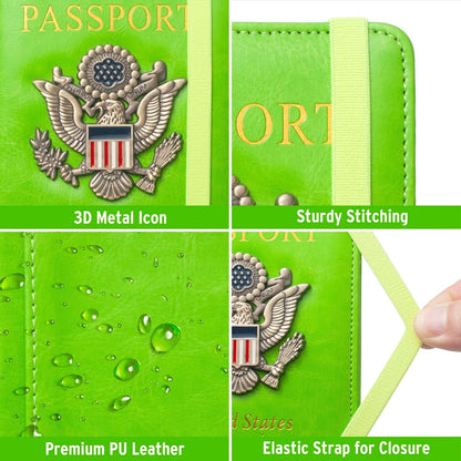 Passport Holder for Travel Men, RFID Blocking Passport Wallet Cover Case, Waterproof Leather Travel Wallet for Men Women, Document Protector for Traveling Accessories-Lake Blue