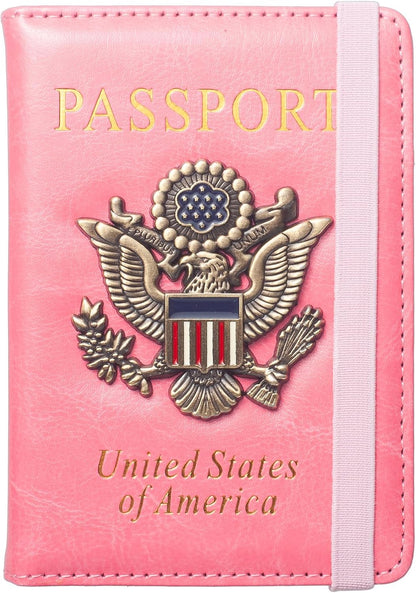 Passport Holder for Travel Men, RFID Blocking Passport Wallet Cover Case, Waterproof Leather Travel Wallet for Men Women, Document Protector for Traveling Accessories-Lake Blue