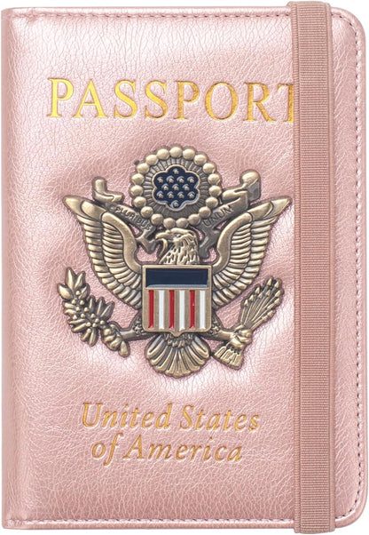 Passport Holder for Travel Men, RFID Blocking Passport Wallet Cover Case, Waterproof Leather Travel Wallet for Men Women, Document Protector for Traveling Accessories-Lake Blue