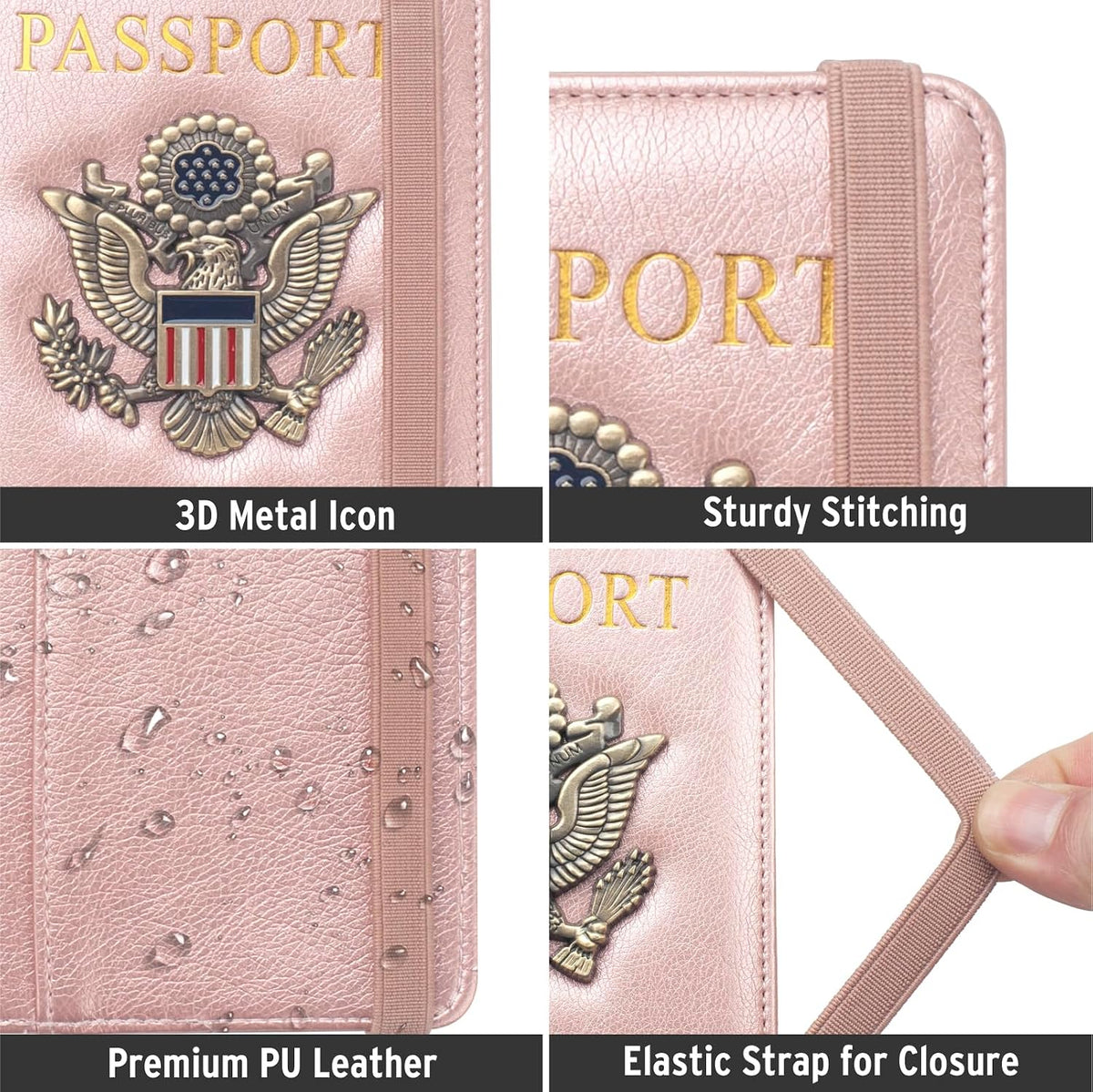 Passport Holder for Travel Men, RFID Blocking Passport Wallet Cover Case, Waterproof Leather Travel Wallet for Men Women, Document Protector for Traveling Accessories-Lake Blue