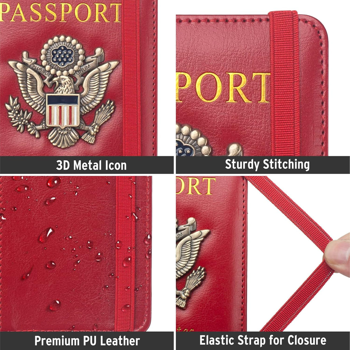 Passport Holder for Travel Men, RFID Blocking Passport Wallet Cover Case, Waterproof Leather Travel Wallet for Men Women, Document Protector for Traveling Accessories-Lake Blue