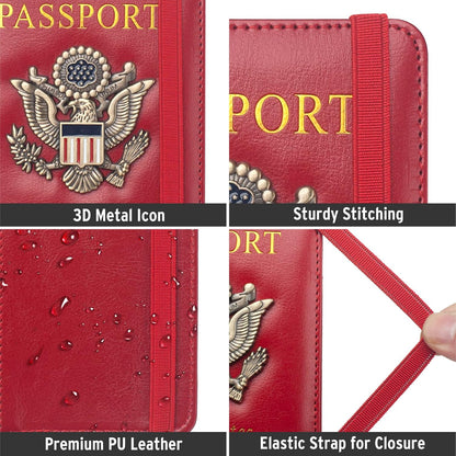 Passport Holder for Travel Men, RFID Blocking Passport Wallet Cover Case, Waterproof Leather Travel Wallet for Men Women, Document Protector for Traveling Accessories-Lake Blue